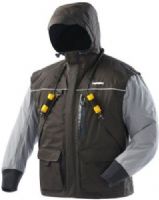 Frabill 2502021 Model I2 Large Jacket, Black/Heather Grey; Waterproof, windproof, breathable 300 denier nylon taslan shell, 100% seam sealed; 3M Thinsulate insulation, 150g; Self-rescue feature set: ice pick holsters, Frabill Ice Safety inter label drainage mesh; Self-Rescue ice pick set; Frabill ice fishing-specific ergonomic design; UPC 082271252210 (250-2021 2502-021 250 2021 I2JACKET) 