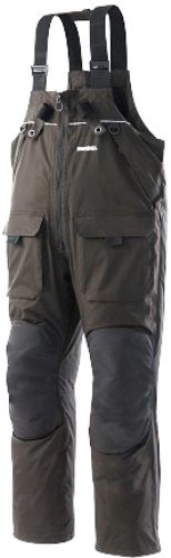 Frabill 2503031 Model I2 BIBS Black X-Large; Waterproof, windproof, breathable 300 denier nylon taslan shell, 100% seam sealed; YKK zippers; 500 denier nylon reinforced knees and pant cuffs; Tricot lining; Self-Rescue Feature set: ice pick holsters, Frabill Ice Safety internal label, drainage mesh; UPC 082271253316 (250-3031 2503-031 250 3031 I2BIBS I2-BIBS)