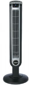 Lasko 2505 36" Tower Fan with Remote Control and Ionizer Model; Internal ionizer option; Remote control; Electronic touch-control operation; Programmable timer; Smooth oscillation; Three quiet speeds; On-board remote storage; Easy-grip handle; Includes a patented, fused safety plug; E.T.L. listed; 12"L x 12"W x 36"H; UPC 046013446268 (2505T 2505T 2505T) 