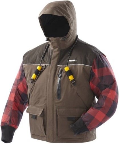 Frabill 2506021 Jacket I3 Large Woodsman Brown; Waterproof, windproof, breathable 300 denier nylon taslan shell, 100% seam sealed; 3M Thinsulate insulation, 150g; Self-rescue feature set: ice pick holsters, Frabill Ice Safety inter label drainage mesh; Self-Rescue ice pick set; Frabill ice fishing-specific ergonomic design; UPC 082271256218 (250-6021 2506-021 250 6021 I3JACKET2)