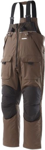 Frabill 2507021 Bib I3 Brown Large; Waterproof, windproof, breathable 300 denier nylon taslan shell, 100% seam sealed; YKK zippers; 500 denier nylon reinforced knees and pant cuffs; 3M Thinsulate insulation, 150g; Self-Rescue Feature set: ice pick holsters, Frabill Ice Safety internal label, drainage mesh; UPC 082271257215 (250-7021 2507-021 250 7021 I3BIBS2)