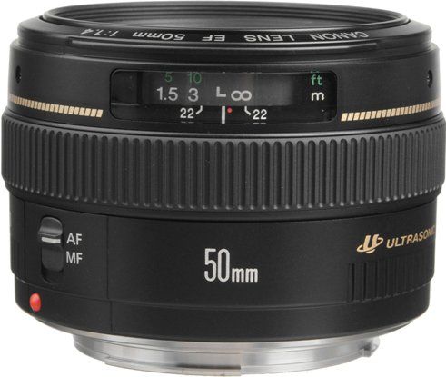 Canon 2515A003 Telephoto Lens, 50 mm Focal Length, 35mm SLR, digital SLR, F/1.4 Lens Aperture, 0.15 Magnification, 17.7