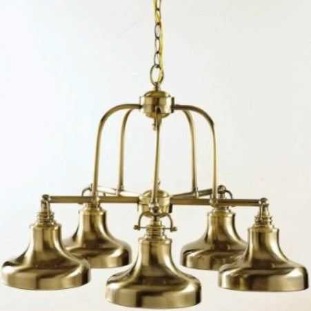 Hampton Bay 252387 Nautical Five-Light Chandelier, Antique-brass finish, Uses five 60-watt bulbs (not included), Adjustable hanging length with a maximum length of 88-1/2 in., UL listed (252-387 252 387 19106021 19106-021)