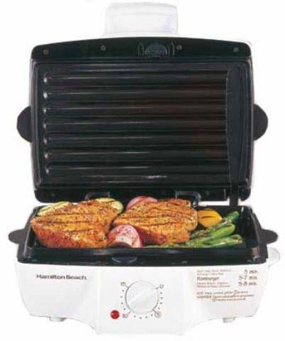 Hamilton Beach 25285 MealMaker Express Contact Indoor Grill with Removable Grids, Grills most meals in 10 minutes or less, Auto shutoff timer, Grid system drains grease away from food for low-fat cooking   (25-285      25 285)