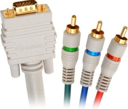 Steren 253-550IV SVGA Python RGB Component Video Adapter Cable, Satin Ivory, 15-pin D-Sub (HD-15) to 3 x RCA, 50ft, 24K gold-plated heavy-duty connectors, Unparalleled quality for high performance video and audio equipment, UPC 884645107047 (253550IV 253 550IV)