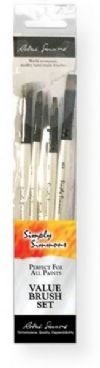 Daler Rowney 255500004 Simply Simmons Creative Instinct 5 Brush Set; Line of quality brushes for students, amateurs and professionals made in the Daler Rowney factory; Handmade brushes with single thickness synthetic bristles, shiny black aluminum or brass ferrules, and kiln dried and lacquer dipped pearlescent white handles; UPC 038372019153 (255500004 SS255500004 SS-255500004 DALERROWNEY255500004 DALERROWNEY-255500004 DALER-ROWNEY-255500004) 