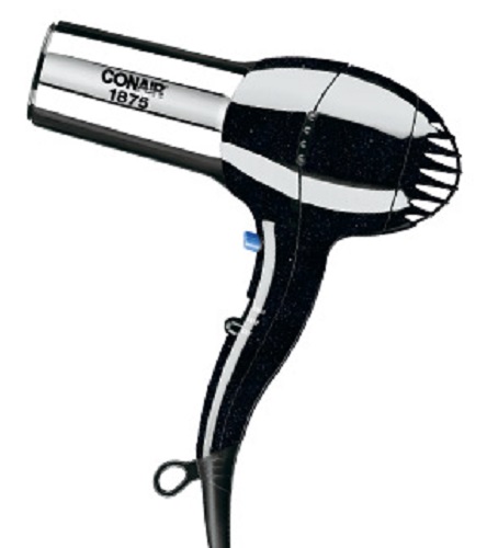 Conair 256P Ionic Turbo Styler, 1875 watts, Ionic technology, 3 heat/2 speed settings, Cool shot, Concentrator attachment, Removable filter, UL listed, Unit weight: 1.8 lbs, Product color: black sparkle w/chrome barrel, UPC 74108259356 (256P 256P 256P)