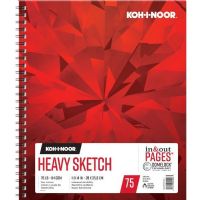 Koh-I-Noor 26170101313 Heavy Sketch Paper 11" x 14"; A substantial 70 lb / 114 GSM bright white sketch paper with a fine tooth texture, a durable surface resistant to erasing; Sketch Pad is dual loop wire bound construction and features "In & Out" pages that allow you to remove sheets from the pad for sketching, reworking, scanning, and more; Upon completion, simply return the sheets into the pad; 75 Sheets; UPC 014173412263 (KOHINOOR26170101313 KOHINOOR-26170101313 DRAWING SKETCHING) 