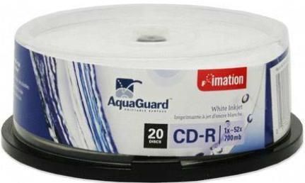Imation 26316 Printable With AquaGuard Surface Storage media - CD-R, 700 MB Native Capacity, 80min Recording Time, Ink jet printable surface, AquaGuard surface, 20 Media Included, 52x Max. Write Speed, UPC 051122263163 (26-316 26 316)