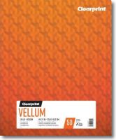 Clearprint 26321502011 Vellum, 14" x 17"; Transparent durable surface, appropriate for a wide variety of media including alcohol and acrylic base markers; Fold over pad construction; 24lb (90gsm); 50 sheets; Dimensions 15.5" x 11" x 0.5"; Weight 2.09 lbs; UPC 014173412829 (CLEARPRINT26321502011 CLEARPRINT 26321502011 C26321502011) 