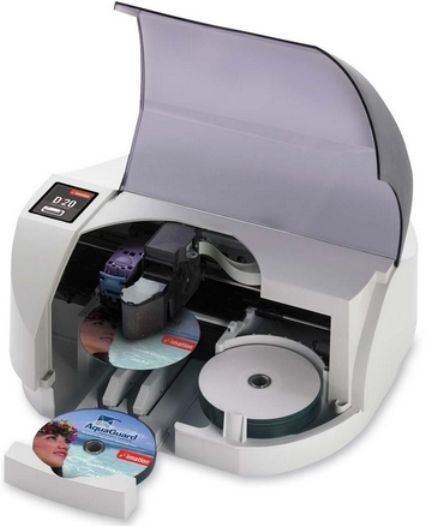 Imation 26331 model D20 CD/DVD Duplicator, 1 x DVD-Writer Optical Drive, 20 Disc Capacity, DVD-R, DVD+R, CD-R and DVD-R Single-sided Double-layered Media Support, 8x DVD-R Double-layer, 40x CD-R, 16x DVD+R and 16x DVD-R Write Speed, Integrated Optical Disk Printer, Ink-jet Printing Technology, Color Output Type (26-331 26 331)
