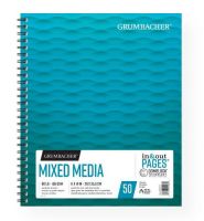 Grumbacher 26460701313 Mixed Media Paper 11" x 14"; A 90 LB / 185 GSM, white heavy drawing paper with a medium tooth texture perfect for dry media and light washes of wet media; Mix media pad is dual loop wire bound construction and features "In & Out" pages that allow you to remove sheets from the pad for painting, reworking, scanning, and more; Upon completion, simply return the sheets into the pad; 50 Sheets; UPC 014173412393 (GRUMBACHER26460701313 GRUMBACHER-26460701313 PAINTING) 