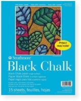 Strathmore 27-150 Glue Bound 100 Series Chalk Paper Pad; Achieve dramatic effects; This heavyweight, black stock is coated, and has a rough surface to simulate a hard chalkboard; For use with chalk, chalk markers, pastels, and opaque pens; The papers surface can be wiped off with a damp cloth to remove dry media, allowing for multiple uses on the same sheet, and creating a weathered look; UPC 012017271502 (27-150 27150 ST27-150 PAD-27-150 STRATHMORE27-150 STRATHMORE-27-150) 