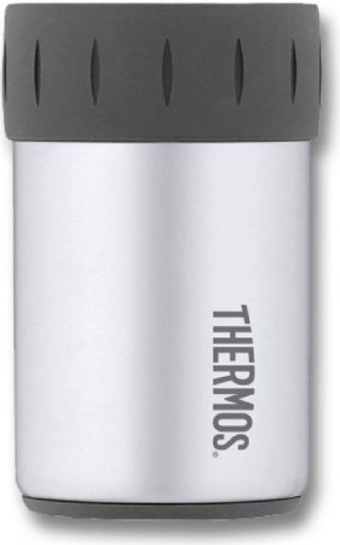  Thermos 2700TRI6 Vacuum Insulated Stainless Steel Beverage Can Insulator; Thermos vacuum insulation technology for maximum temperature retention; Case of 6 units; Price by unit; Keeps beverages cold for up to 10 hours; Durable stainless steel interior and exterior; Sweat-proof; Fits most cup holders; Holds one 12-ounce can; Not for hot liquids; Unbreakable, Rubber Handle; Dimensions 6.6