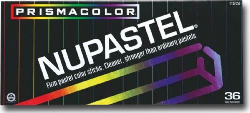 Prismacolor 27050 NuPastel, 36-Color Set; Larger sticks for longer use; The firm sticks are cleaner and stronger than ordinary pastels; Features a creamy texture for easy blending and less dusting for a cleaner area, neater work, and less erasure; Use to create broad strokes or fine lines for details; Colors subject to change; Dimensions 12.50