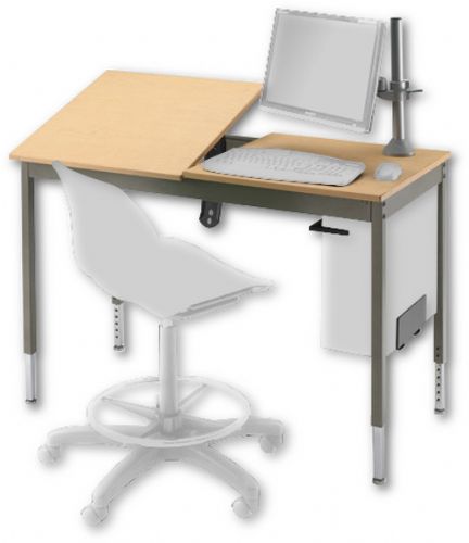 Smith System 27344 Split-Top CAD Desk; Split-top graphic arts table with two 24