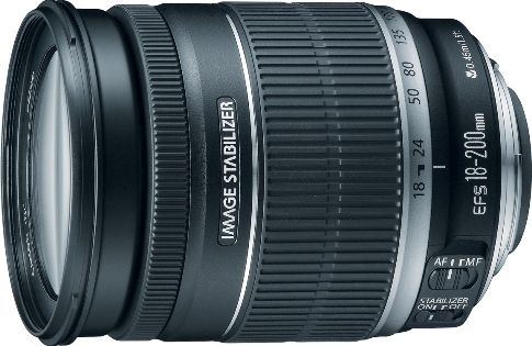 Canon 2752B002 model EF-S Zoom lens, Zoom lens Type, Zoom Special Functions, Intended For 35mm SLR, digital SLR, 18 mm - 200 mm Focal Length, F/3.5-5.6 Lens Aperture, 11.1 x Optical Zoom, 0.24 Magnification, Optical Image Stabilizer, 17.7 in Min Focus Range, Automatic, manual Focus Adjustment, Manual Zoom Adjustment, 74.3 degrees Max View Angle, UPC 013803092752 (2752B002 2752-B002 2752 B002)