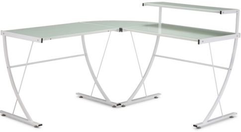 Zuo Modern 277003 Fighter Desk, Contemporary / Modern Style, Glass / Steel Product Material, Fighter Product Collection, Frosted tempered glass top with white epoxy coated steel tube frame, White Product Finish (277003 277-003 277 003)