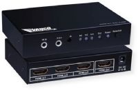 Vanco 280711 HDMI 3×1 4K2K Switch; Black; Allows 3 sources to be switched and distributed to a single display; Features “Smart Switching Technology” that will automatically switch to any HDMI signal that is connected or turned on, automatically switches to the next HDMI source signal that is active if turning off current HDMI input; UPC 741835091756 (280711 280-711 280711SWITCH 280711-SWITCH 280711VANCO 280711-VANCO) 