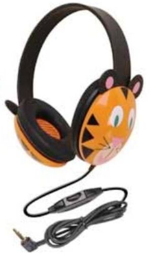 Califone 2810-TI Listening First Stereo Headphone, Tiger Motif, Adjustable headband comfortable for extended wear, Specifically sized for young students, Volume control for individual preferences, Impedance 25 Ohms each side +/-15%; Frequency Response 20 - 20KHz; UPC 610356578001 (2810TI 2810 TI 2810-T 2810T)