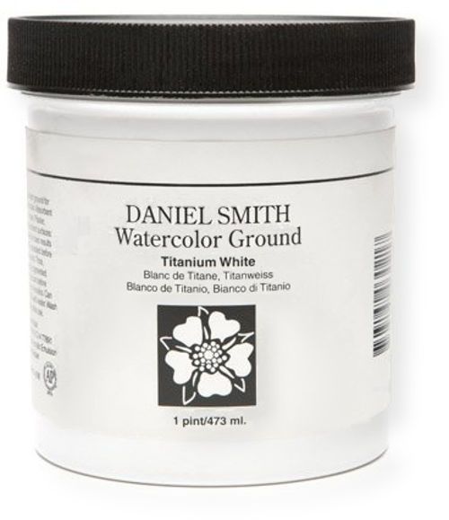 Daniel Smith 284055001 Watercolor Ground 16 oz Titanium White; Consider preparing paper, board or canvas with tinted watercolor ground; A neutral or tinted base color is a terrific way to set the mood and atmosphere of your artwork; Turn almost any surface into a toned ground for watercolor painting, as well as collage, pastels, pencils and mixed media work; UPC 743162030217 (284055001 WATERCOLOR-284055001 TITANIUM-284055001 WHITE-284055001 DANIELSMITH284055001 DANIELSMITH-284055001)