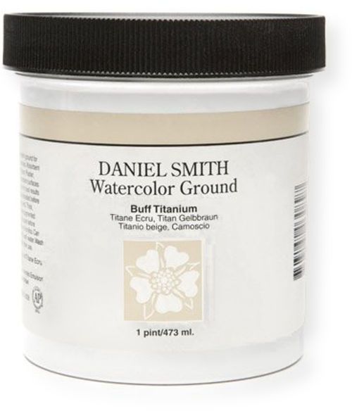 Daniel Smith 284055003 Watercolor Ground 16 oz Buff Titanium; Consider preparing paper, board or canvas with tinted watercolor ground; A neutral or tinted-base color is a terrific way to set the mood and atmosphere of your artwork; Turn almost any surface into a toned ground for watercolor painting, as well as collage, pastels, pencils and mixed media work; UPC 743162030897 (284055003 WATERCOLOR-284055003 TITANIUM-284055003 BUFF-284055003 DANIELSMITH284055003 DANIELSMITH-284055003)