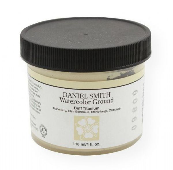 Daniel Smith 284055005 Watercolor Ground 4 oz Buff Titanium; Consider preparing paper, board or canvas with tinted watercolor ground; A neutral or tinted-base color is a terrific way to set the mood and atmosphere of your artwork!; Turn almost any surface into a toned ground for watercolor painting, as well as collage, pastels, pencils and mixed media work; You can also lift and scrub without damaging the painting surface (DANIELSMITH284055005 DANIELSMITH-284055005 ARTWORK)