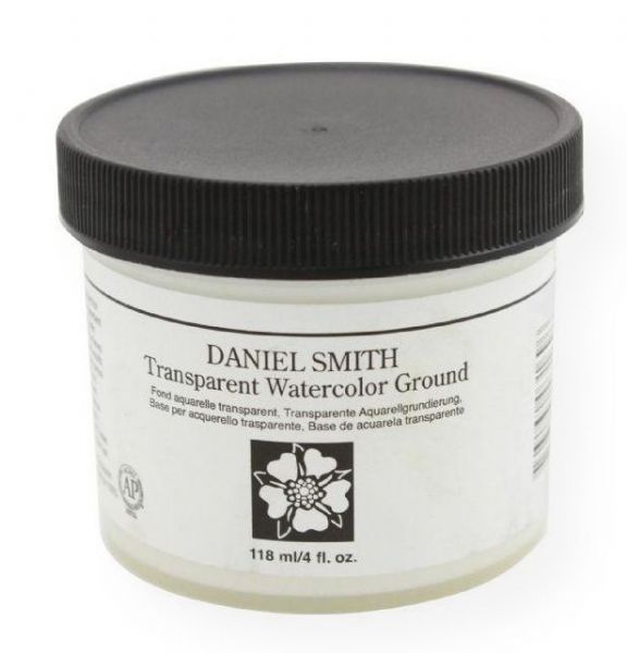Daniel Smith 284055011 Watercolor Ground 4 oz Transparent; Now you can turn almost any surface into a toned or black ground for watercolor painting, as well as collage, pastels, pencils and mixed media work; Transparent Watercolor Ground lets patterns shine through; UPC 743162031696 (DANIELSMITH284055011 DANIELSMITH-284055011 ARTWORK)