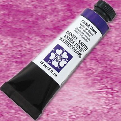 Daniel Smith 284600030 Extra Fine Watercolor 15ml Paint Tube, Cobalt Violet; Highly pigmented and finely ground watercolors made by hand in the USA; Extra fine watercolors produce clean washes, even layers, and also possess superior lightfastness properties; Landscape artists rely on Aureolin to successfully glaze their watercolors; UPC 743162008841 (DANIELSMITH284600030 DANIELSMITH 284600030 DANIEL SMITH ALVIN PAINTER COBALT VIOLET)