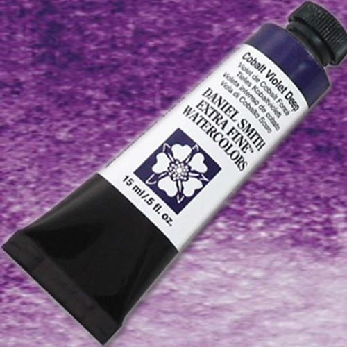 Daniel Smith 284600031 Extra Fine Watercolor 15ml Paint Tube, Cobalt Violet Deep; Highly pigmented and finely ground watercolors made by hand in the USA; Extra fine watercolors produce clean washes, even layers, and also possess superior lightfastness properties; Landscape artists rely on Aureolin to successfully glaze their watercolors; UPC 743162008858 (DANIELSMITH284600031 DANIELSMITH 284600031 DANIEL SMITH ALVIN PAINTER COBALT VIOLET DEEP)