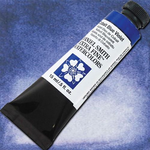 Daniel Smith 284600115 Extra Fine Watercolor 15ml Paint Tube, Cobalt Blue Violet; Highly pigmented and finely ground watercolors made by hand in the USA; Extra fine watercolors produce clean washes, even layers, and also possess superior lightfastness properties; Landscape artists rely on Aureolin to successfully glaze their watercolors; UPC 743162009671 (DANIELSMITH284600115 DANIELSMITH 284600115 DANIEL SMITH ALVIN PAINTER COBALT BLUE VIOLET)