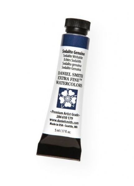Daniel Smith 284610179 Extra Fine Watercolor 5ml Sodalite Genuine; Highly pigmented and finely ground watercolors made by hand in the USA; Extra fine watercolors produce clean washes, even layers, and also possess superior lightfastness properties; Sodalite, with a distinctive deep blue color is one of the components of Lapis Lazuli and very rare; UPC 743162032587 (DANIELSMITH284610179 DANIELSMITH-284610179 XTRA-FINE-284610179 ARTWORK)