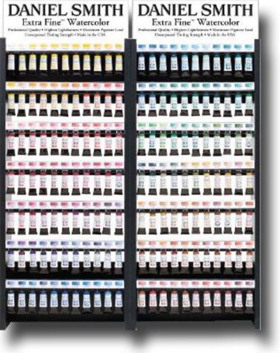 Daniel Smith 285250528 Watercolor Display Assortment 154 Color; Highly pigmented and finely ground watercolors made by hand in the USA; Extra fine watercolors produce clean washes, even layered, and also possess superior lightfastness properties, with 235 of the colors rated LR I or II; This range includes extra fine colors, PrimaTek colors, and luminescent colors; UPC DANIELSMITH285250528 (DANIELSMITH285250528 DANIELSMITH 285250528 DANIEL SMITH DANIELSMITH-285250528 DANIEL-SMITH)