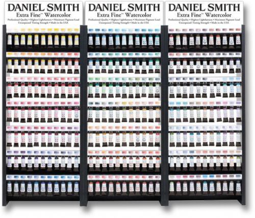 Daniel Smith 285250531 Watercolor Display Assortment 231-color; Highly pigmented and finely ground watercolors made by hand in the USA; Extra fine watercolors produce clean washes, even layered, and also possess superior lightfastness properties; With 235 of the colors rated LR I or II; This range includes extra fine colors, PrimaTek colors, and luminescent colors; UPC DANIELSMITH285250531 (DANIELSMITH285250531 DANIELSMITH 285250531 DANIEL SMITH DANIELSMITH-285250531 DANIEL-SMITH)