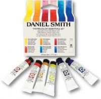 Daniel Smith 285610005 Essentials, Watercolor 5ml Set, 6-Colors; The new set has six 5ml transparent watercolors; The pigments were carefully selected to give you a wide range of colors and values; When mixed together the colors you can create are endless; Dimensions 3.38" x 0.62" x 3.88"; Weight 0.14 lbs; UPC 743162031955 (DANIELSMITH285610005 DANIEL SMITH 285610005) 