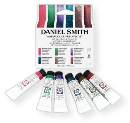 Daniel Smith 285610006 PrimaTek Watercolor 5ml Set 6 colors; Set includes 6 colors in 5 ml tubes; If texture is what you are after you are gonna love Daniel Smith PrimaTek paints; PrimaTek Watercolors mix beautifully with other paints on your palette and bring excitement to the surface of a painting; UPC 743162031962 (285610006 PRIMATEK285610006 WATERCOLO285610006 DANIELSMITH285610006 DANIELSMITH-285610006 DANIEL-SMITH-285610006)