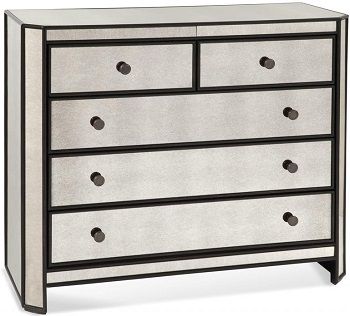 Bassett Mirror 2893-766EC Model 2893-766 Belgian Luxe McDowell Hall Chest; Sleek lines; Antiqued mirrored top, sides and drawer fronts; Angled front corners and Plenty of storage; Dimensions Width 42