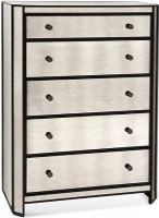 Bassett Mirror 2893-920EC Model 2893-920 McDowell 5 Drawer Chest; Sleek lines; Antiqued mirrored top, sides and drawer fronts; Angled front corners; Plenty of storage; Dimensions 38 x 17 x 54H; Weight 364 pounds; UPC 036155310725 (2893920 2893-920-EC 2893 920 EC 2893920EC) 