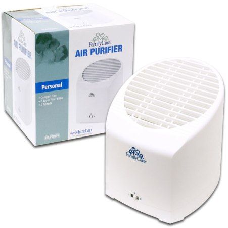 Family Care HAP1004 Personal Air Purifier, Compact Personal Size, 3 Layer Fiber Filter, 2 Speeds Provide Options, Microban Antimicrobial Protection, UL Listed, Measures 6
