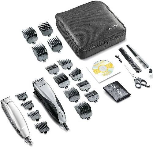 Andis 29115 Model PM-3R/PLS Promotor+ Combo 23-Piece Haircutting Kit; 3600 strokes per minute; Four times more powerful than magnetic motor tools, this combo cuts and styles wet or dry hair; Adjustable blade clipper is ideal for crew cuts and maintaining shorter hair styles, while the T-Blade trimmer is perfect for detailing and trimming necklines, beards and sideburns; UPC 040102291159 (29-115 291-15 PM3RPLS PM3R/PLS PM-3RPLS)