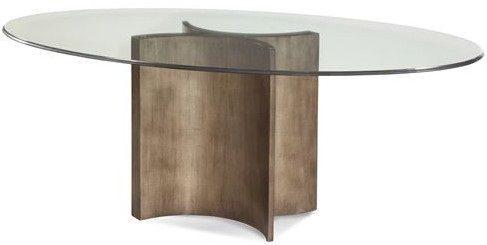 Bassett Mirror 2914-700-926EC Model 2914-700-926 Thoroughly Modern Symmetry Dining Table; Brushed Bronze Leaf Finish; Modern Style; Dimensions 78