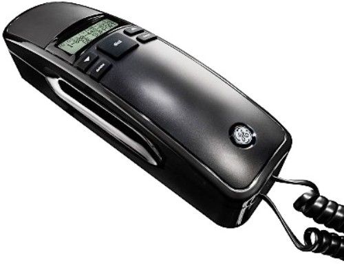 GE General Electric 29281FE1 Corded Slimline Phone, Black, Desk or wall mountable, Handset volume control, 10 number memory, One Touch Redial, Flash/redial function, Mute, Hearing aid compatible, Call waiting Caller ID, 50 name/number memory caller ID log (29281-FE1 29281 FE1 29281FE 29281F)