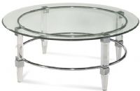 Bassett Mirror 2929-120EC Model 2929-120 Thoroughly Modern Crystal Cocktail Table; Acrylic and Chrome Finish; Dimensions Radius 42", Height 42"; Weight 41 pounds; UPC 036155319940 (2929120EC 2929-120-EC 2929 120 EC 2929120 2929 120) 