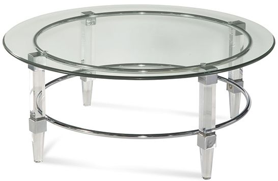 Bassett Mirror 2929-120EC Model 2929-120 Thoroughly Modern Crystal Cocktail Table; Acrylic and Chrome Finish; Dimensions Radius 42