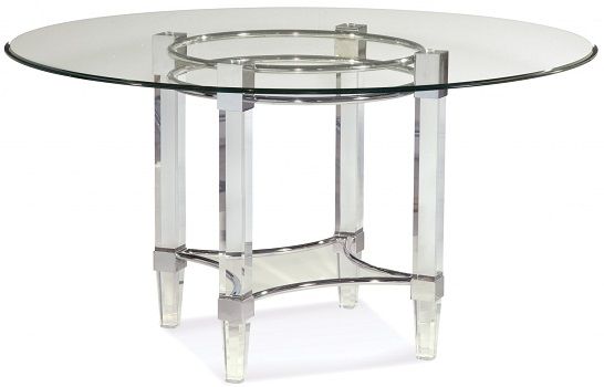 Bassett Mirror 2929-700-095EC Model 2929-700-095 Thoroughly Modern Crystal Round Dining Table; Acrylic and Chrome Finish; Dimensions 54