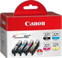 Canon 2946B004 Model CLI-221 Four Color Ink Tank Pack (Black, Cyan, Magenta, Yellow) for use with PIXMA MP560, MP620, MP620B, MP640, MP980, MP990, MX860, MX870, iP3600, iP4600 and iP4700 Prnters, New Genuine Original OEM Canon Brand (2946-B004 2946 B004 2946B-004 2946B 004 CLI221 CLI 221) 