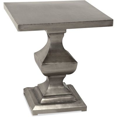 Bassett Mirror 2958-250EC Model 2958-250 Belgian Luxe Emmit Square End Table; Antique Nickel Finish; Dimensions 22
