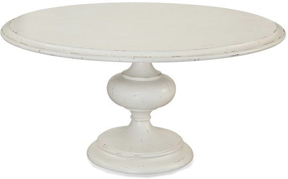 Bassett Mirror 2961-700-483EC Model 2961-700-483 Pan Pacific Adele Dining Table; Distressed white Finish; Dimensions 60