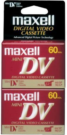 Maxell 298012 Mini Digital Video Tape (2-Pack), Provides stunning video and clear sound in all MiniDV camcorders, Store 60 minutes of video or up to 700 still images on a single tape, 60 minute recording time (SP mode), UPC 025215298028 (298-012 298 012 DVM60SEX2)