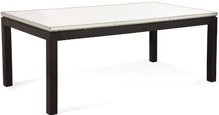 Bassett Mirror 2992-600EC Model 2992-600 Thoroughly Modern Taney Rectangle Dining Table, Durable wood parsons base with espresso finish, Clear mirror panels on top and apron, Mirrors feature wood edging with silver leaf finish, Dimensions 76